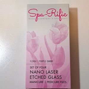Spa-Rific Set Of 4 Nano Laser Etched Glass Mani/Pedi Files Floral/Purple